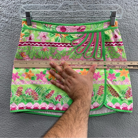 Lilly Pulitzer Girls Size 14 Mini Shorts Skirt Skort Green Multicolor Back Zip - Picture 5 of 10